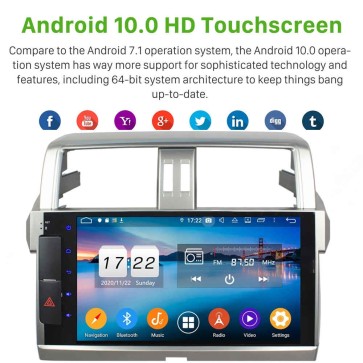 10" Android 10.0 Lecteur DVD GPS Radio Stéréo Navigation pour Toyota Land Cruiser Prado J150 (2014-2017)-1