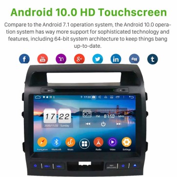 10" Android 10.0 Lecteur DVD GPS Radio Stéréo Navigation pour Toyota Land Cruiser 200 (De 2007)-1