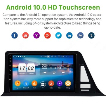 9" Android 10.0 Lecteur DVD GPS Radio Stéréo Navigation pour Toyota C-HR (2016-2020)-1