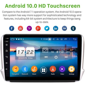 10" Android 10.0 Lecteur DVD GPS Radio Stéréo Navigation pour Peugeot 208 (2012-2019)-1
