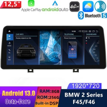 12,5" Android 13.0 Autoradio Lecteur Multimédia Stéréo pour BMW Série 2 F45/F46 (De 2017)-1