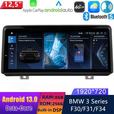 12,5" Android 13.0 Autoradio Lecteur Multimédia Stéréo pour BMW Série 3 F30/F31/F34 (2012-2016)-1