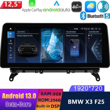 12,5" Android 13.0 Autoradio Lecteur Multimédia Stéréo pour BMW X3 F25 (2010-2017)-1