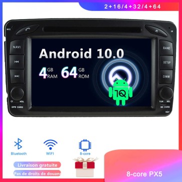Android 10 Autoradio Lecteur DVD GPS Compatible pour Mercedes CLK C208 (1996-2008)-1