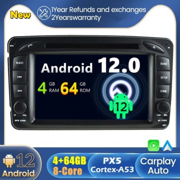 Android 12 Autoradio Lecteur DVD GPS Compatible pour Mercedes CLK W209 (1998-2004)-1