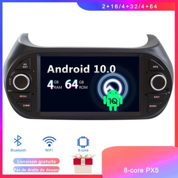 Android 10 Autoradio Lecteur DVD GPS Compatible pour Fiat Qubo (De 2007)-1