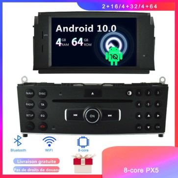 Android 10 Autoradio Lecteur DVD GPS Compatible pour Mercedes Classe C W204 (2007-2011)-1