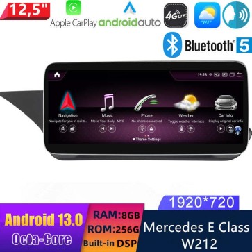12,5" Android 13.0 Autoradio Lecteur Multimédia Stéréo pour Mercedes Classe E W212 (2010-2016)-1