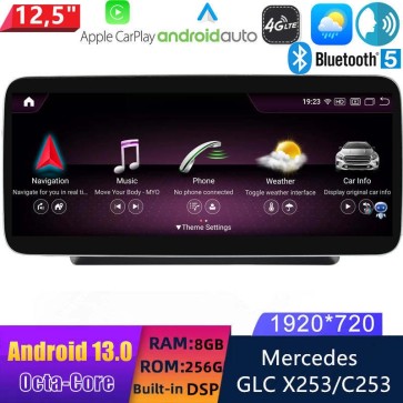 12,5" Android 13.0 Autoradio Lecteur Multimédia Stéréo pour Mercedes GLC X253 (2015-2019)-1