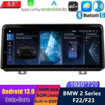 8,8" Android 13.0 Autoradio Lecteur Multimédia Stéréo pour BMW Série 2 F22/F23 (De 2017)-1