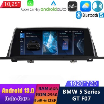 10,25" Android 13.0 Autoradio Lecteur Multimédia Stéréo pour BMW Série 5 GT F07 (2009-2017)-1