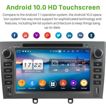 7" Android 10.0 Lecteur DVD GPS Radio Stéréo Navigation pour Peugeot 308 (2007-2013)-1