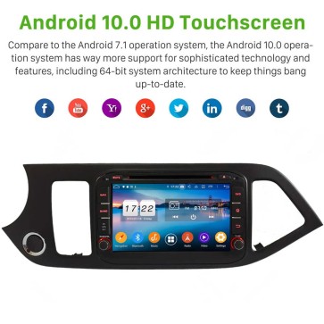 8" Android 10.0 Lecteur DVD GPS Radio Stéréo Navigation pour Kia Picanto (2011-2017)-1