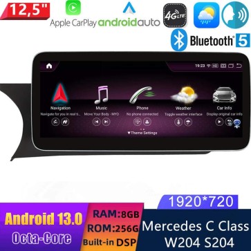 12,5" Android 13.0 Autoradio Lecteur Multimédia Stéréo pour Mercedes Classe C W204 (2011-2014)-1