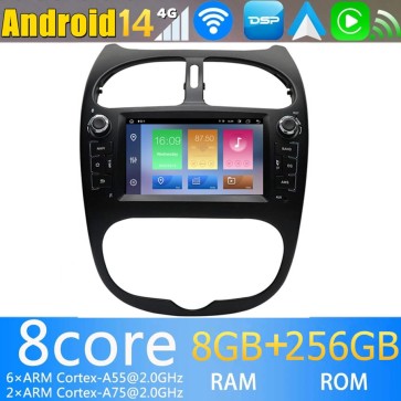 6,2" Android 14 Autoradio Stéréo de Voiture Multimédia GPS Navigation pour Peugeot 206 (2000-2016)-1