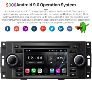 S300 Android 9.0 Autoradio Lecteur DVD GPS Compatible pour Jeep Commander (2006-2008)-1