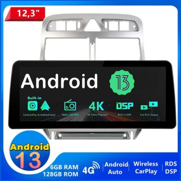 12,3" Android 13.0 Autoradio Lecteur DVD GPS Compatible pour Peugeot 307 (De 2002)-1