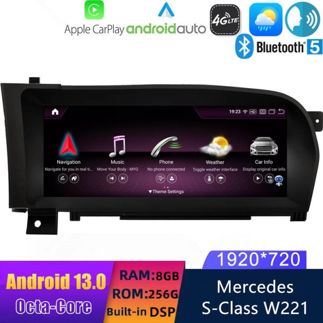 Écran Tactile Android GPS Navigation Avec CarPlay Pour Mercedes Classe S/CL W221 W216