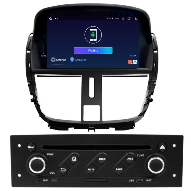 Podofo Carplay Autoradio pour Peugeot 207 2006-2015,Android 2G 64G, 9 Écran Tactile HiFi Android Auto GPS WiFi Bluetooth FM RDS Radio USB Auto-Stereo-Player pour Peugeot207 AHD Caméra arrière