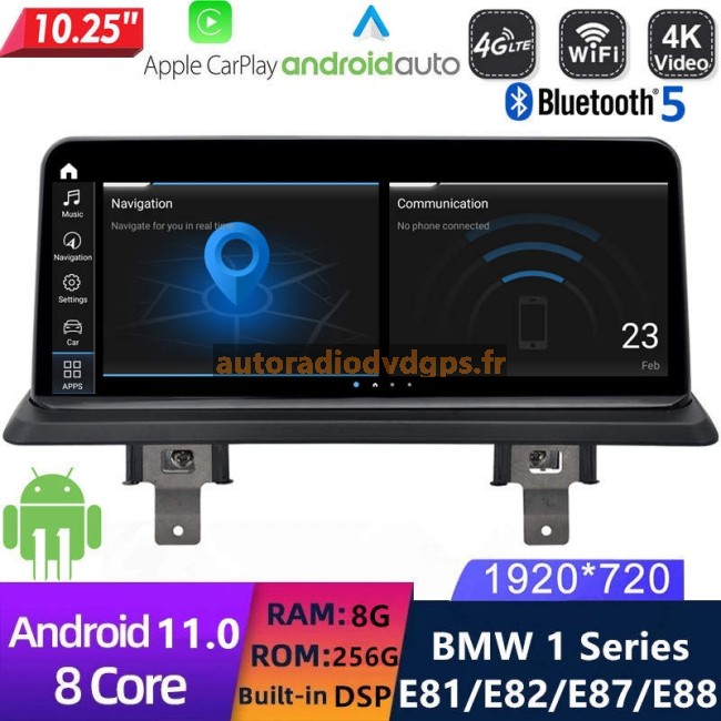 BMW E81 E82 E87 E88 Android 11 Autoradio DVD GPS Navigation avec 8