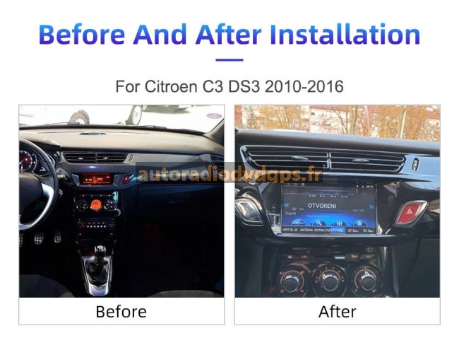 Autoradio GPS Citroën C3 de 2009 à 2016 Version Android 12 avec Android  Auto et Apple Carplay sans fil intégré