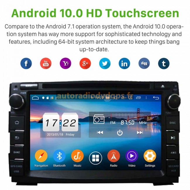 CarPlay sans Fil Android Auto, autoradio à écran Tactile 7 avec navigateur  GPS autoradio, appareils vidéo intégrés au Tableau de Bord Autoradio sans  Fil Android, Internet Via Bluetooth : : High-Tech