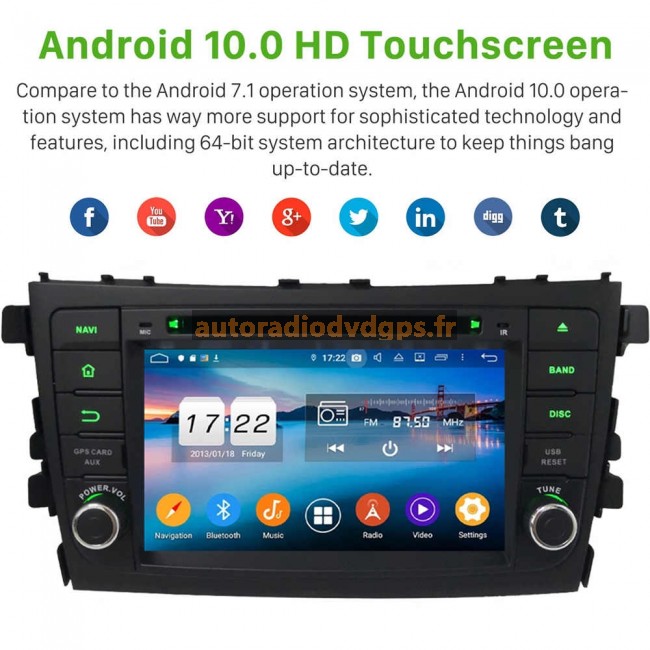 Suzuki Alto Android 10.0 Autoradio DVD GPS avec 8-Core 4Go+64Go Bluetooth  Parrot - 7 Android 10.0 Lecteur DVD GPS Radio Stéréo Navigation pour Suzuki  Alto (De 2014)