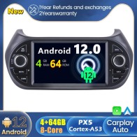 Fiat Fiorino Android 12.0 Autoradio DVD GPS avec Commande au volant et Kit mains libres Bluetooth DAB USB 4G WiFi OBD2 Carplay - Android 12 Autoradio Lecteur DVD GPS pour Fiat Fiorino (De 2007)