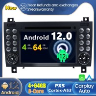 Mercedes SLK R171 Android 12.0 Autoradio DVD GPS avec Commande au volant et Kit mains libres Bluetooth DAB USB 4G WiFi OBD2 Carplay - Android 12 Autoradio Lecteur DVD GPS pour Mercedes SLK R171 (2004-2011)