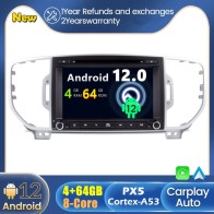 Kia Sportage Android 12.0 Autoradio DVD GPS avec Commande au volant et Kit mains libres Bluetooth DAB USB 4G WiFi OBD2 Carplay - Android 12 Autoradio Lecteur DVD GPS pour Kia Sportage (2016-2019)