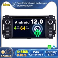 Dodge Caliber Android 12.0 Autoradio DVD GPS avec Commande au volant et Kit mains libres Bluetooth DAB CD USB 4G WiFi OBD2 Carplay - Android 12 Autoradio Lecteur DVD GPS pour Dodge Caliber (2009-2012)