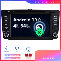 Skoda Octavia II Android 10.0 Autoradio DVD GPS avec Ecran tactile Commande au volant et Kit mains libres Bluetooth Micro DAB CD SD USB 4G WiFi MirrorLink OBD2 Carplay - 8" Android 10 Autoradio Lecteur DVD GPS Compatible pour Skoda Octavia Mk2 (2004-2013)