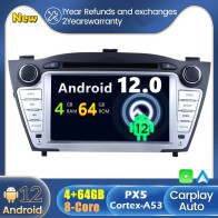 Hyundai ix35 Android 12.0 Autoradio DVD GPS avec Commande au volant et Kit mains libres Bluetooth DAB USB 4G WiFi OBD2 Carplay - Android 12 Autoradio Lecteur DVD GPS pour Hyundai ix35 (2009-2014)