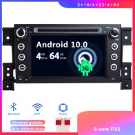 Suzuki Grand Vitara Android 10.0 Autoradio DVD GPS avec Ecran tactile Commande au volant et Kit mains libres Bluetooth Micro DAB SD USB 4G WiFi MirrorLink OBD2 Carplay - Android 10 Autoradio Lecteur DVD GPS Compatible pour Suzuki Grand Vitara (2005-2015)