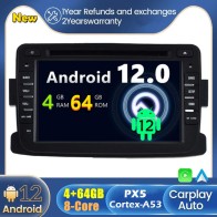 Dacia Logan Android 12.0 Autoradio DVD GPS avec Commande au volant et Kit mains libres Bluetooth DAB USB 4G WiFi OBD2 Carplay - 7" Android 12 Autoradio Lecteur DVD GPS Compatible pour Dacia Logan (De 2012)