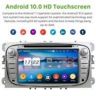 Ford Galaxy Android 10.0 Autoradio DVD GPS avec 8-Core 4Go+64Go Bluetooth Parrot Telecommande au Volant Micro DSP CD SD USB DAB 4G LTE WiFi TV MirrorLink OBD2 CarPlay - 7" Android 10.0 Lecteur DVD GPS Radio Stéréo Navigation pour Ford Galaxy (2007-2015)