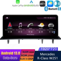 Mercedes W251 Android 13 Autoradio DVD GPS Navigation avec 8Go+256Go Bluetooth 5.0 Telecommande au Volant DSP SWC DAB WiFi 4G CarPlay - 8,8" Android 13.0 Autoradio Lecteur Multimédia Stéréo pour Mercedes Classe R W251 (2005-2017)