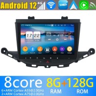 Opel Astra K Android 12.0 Autoradio DVD GPS avec 8Go+128Go Bluetooth Telecommande au Volant DSP USB DAB 4G WiFi OBD2 CarPlay - 9" Android 12.0 Lecteur DVD GPS Radio Stéréo Navigation pour Opel Astra K (2016-2021)