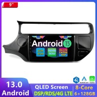 Kia Rio Android 13.0 Autoradio Multimédia GPS avec 6Go+128Go Commande au volant et Kit mains libres Bluetooth DAB DSP USB 4G WiFi CarPlay Sans fil - 9" Android 13 Autoradio Lecteur DVD GPS pour Kia Rio (2015-2017)
