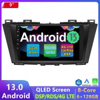 Mazda 5 Android 13.0 Autoradio Multimédia GPS avec 8-Core 6Go+128Go Commande au volant et Kit mains libres Bluetooth DAB DSP RDS USB 4G LTE WiFi CarPlay Sans fil - 9" Android 13 Autoradio Lecteur DVD GPS Compatible pour Mazda 5 (2010-2015)
