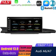 Audi A7 Android 13 Autoradio DVD GPS Navigation avec 8Go+256Go Bluetooth Telecommande au Volant DSP DAB WiFi 4G CarPlay - 12,5" Android 13.0 Autoradio Lecteur Multimédia Stéréo pour Audi A7 C7 (2010-2018)