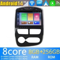 Renault Clio Android 14.0 Autoradio DVD GPS avec 8G+256G Bluetooth DAB USB DSP 4G WiFi Caméra 360° CarPlay Android Auto - 10" Android 14 Autoradio Stéréo de Voiture Multimédia GPS Navigation pour Renault Clio 4 (2012-2016)