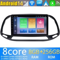 Fiat Doblo Android 14.0 Autoradio DVD GPS avec 8G+256G Bluetooth DAB USB DSP 4G WiFi Caméra 360° CarPlay Android Auto - 9" Android 14 Autoradio Stéréo de Voiture Multimédia GPS Navigation pour Fiat Doblo (2015-2019)