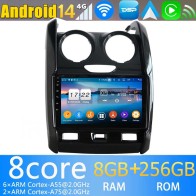 Dacia Duster Android 14.0 Autoradio DVD GPS avec 8G+256G Bluetooth DAB USB DSP 4G WiFi Caméra 360° CarPlay Android Auto - 9" Android 14 Autoradio Stéréo de Voiture Multimédia GPS Navigation pour Dacia Duster (2014-2020)