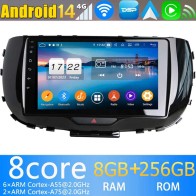 Kia Soul Android 14.0 Autoradio DVD GPS avec 8Go+256Go Bluetooth Telecommande au Volant DSP USB DAB 4G WiFi OBD2 CarPlay - 9" Android 14.0 Lecteur DVD GPS Radio Stéréo Navigation pour Kia Soul (De 2019)