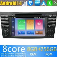 Mercedes Classe E W211 Android 14.0 Autoradio DVD GPS avec 8G+256G Bluetooth DAB USB DSP 4G WiFi Caméra 360° CarPlay Android Auto - 8" Android 14 Autoradio Stéréo de Voiture Multimédia GPS Navigation pour Mercedes W211 (2002-2008)