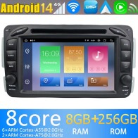 Mercedes CLK C208 Android 14.0 Autoradio DVD GPS avec 8G+256G Bluetooth DAB USB DSP 4G WiFi Caméra 360° CarPlay Android Auto - 7" Android 14 Autoradio Stéréo de Voiture Multimédia GPS Navigation pour Mercedes CLK C208 (1996-2007)