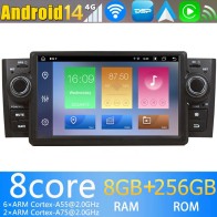 Fiat Punto Android 14.0 Autoradio DVD GPS avec 8G+256G Bluetooth DAB USB DSP 4G WiFi Caméra 360° CarPlay Android Auto - 7" Android 14 Autoradio Stéréo de Voiture Multimédia GPS Navigation pour Fiat Punto (2005-2012)