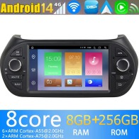 Fiat Fiorino Android 14.0 Autoradio DVD GPS avec 8G+256G Bluetooth DAB USB DSP 4G WiFi Caméra 360° CarPlay Android Auto - 7" Android 14 Autoradio Stéréo de Voiture Multimédia GPS Navigation pour Fiat Fiorino (2007-2016)