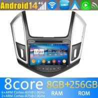 Chevrolet Cruze Android 13.0 Autoradio DVD GPS avec 8Go+128Go Bluetooth Telecommande au Volant DSP CD USB DAB 4G WiFi OBD2 CarPlay - 8" Android 13.0 Lecteur DVD GPS Radio Stéréo Navigation pour Chevrolet Cruze (2013-2015)